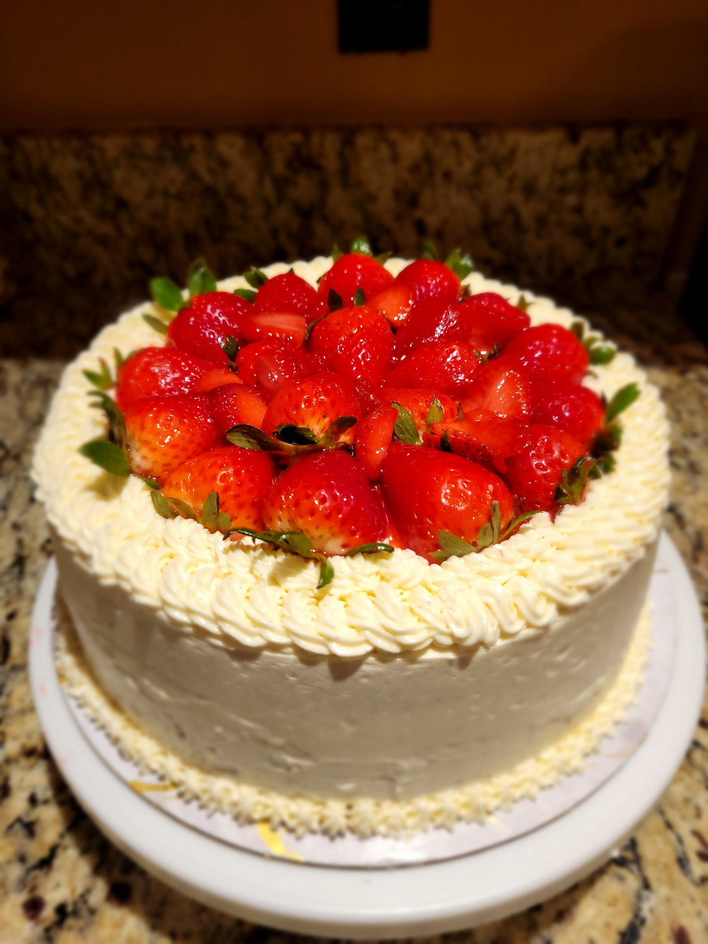 Strawberries and Cream Double Layer Cake